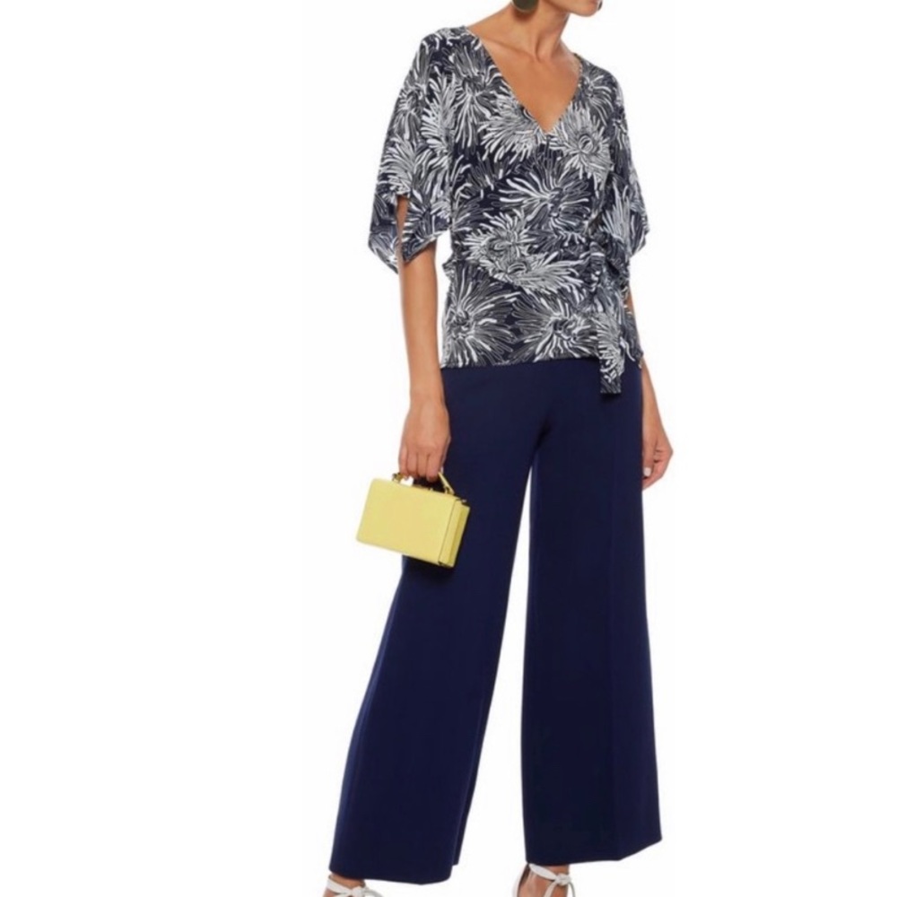 Diane Von Furstenberg Floral Print Silk Wrap Top